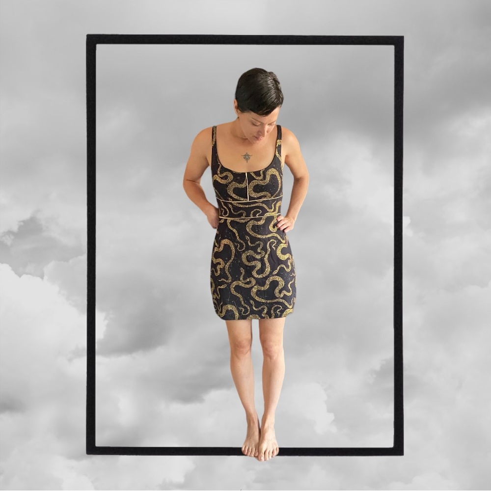 Metallic snake print dress